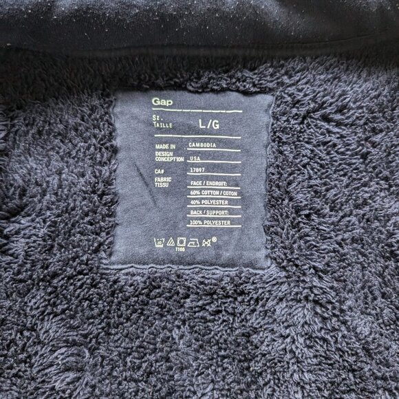 Gap Sherpa Lined Full Zip Jacket Men’s L Navy Fleece Lined Warm Casual Coat - Picture 4 of 5